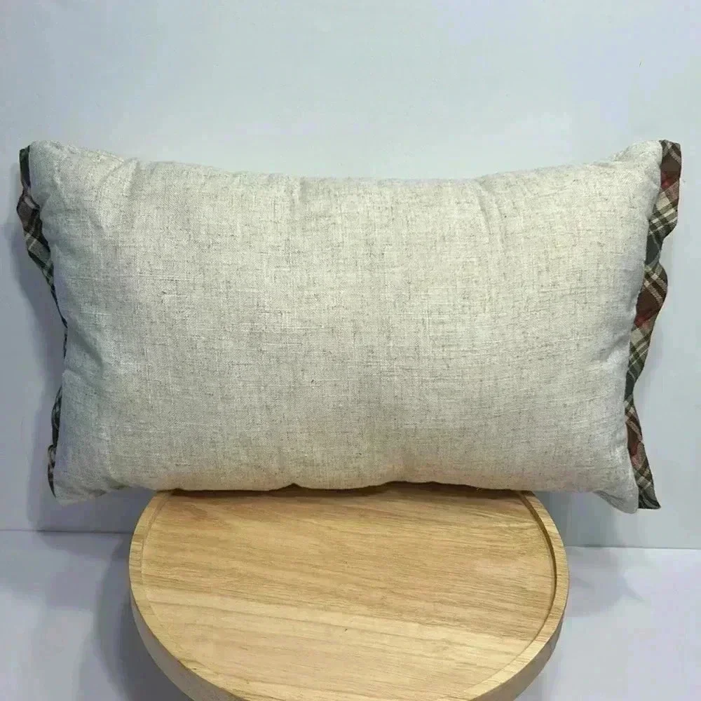 Fall embroidered harvest pumpkins decorative throw pillow country home 20”x12”
